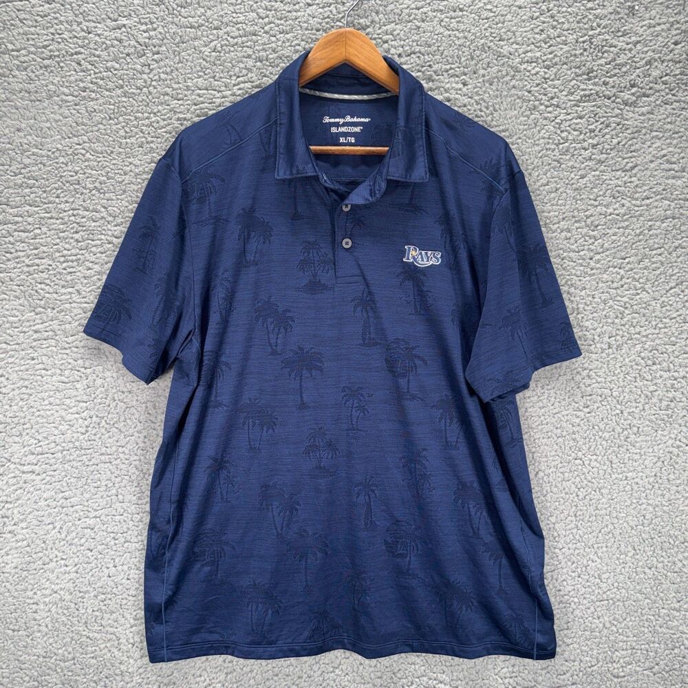 Tommy Bahama Baseball Tampa Bay Rays Polo Men XL Blue